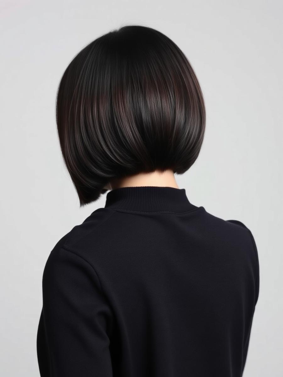 Short precision bob haircut with a blunt, sharp finish