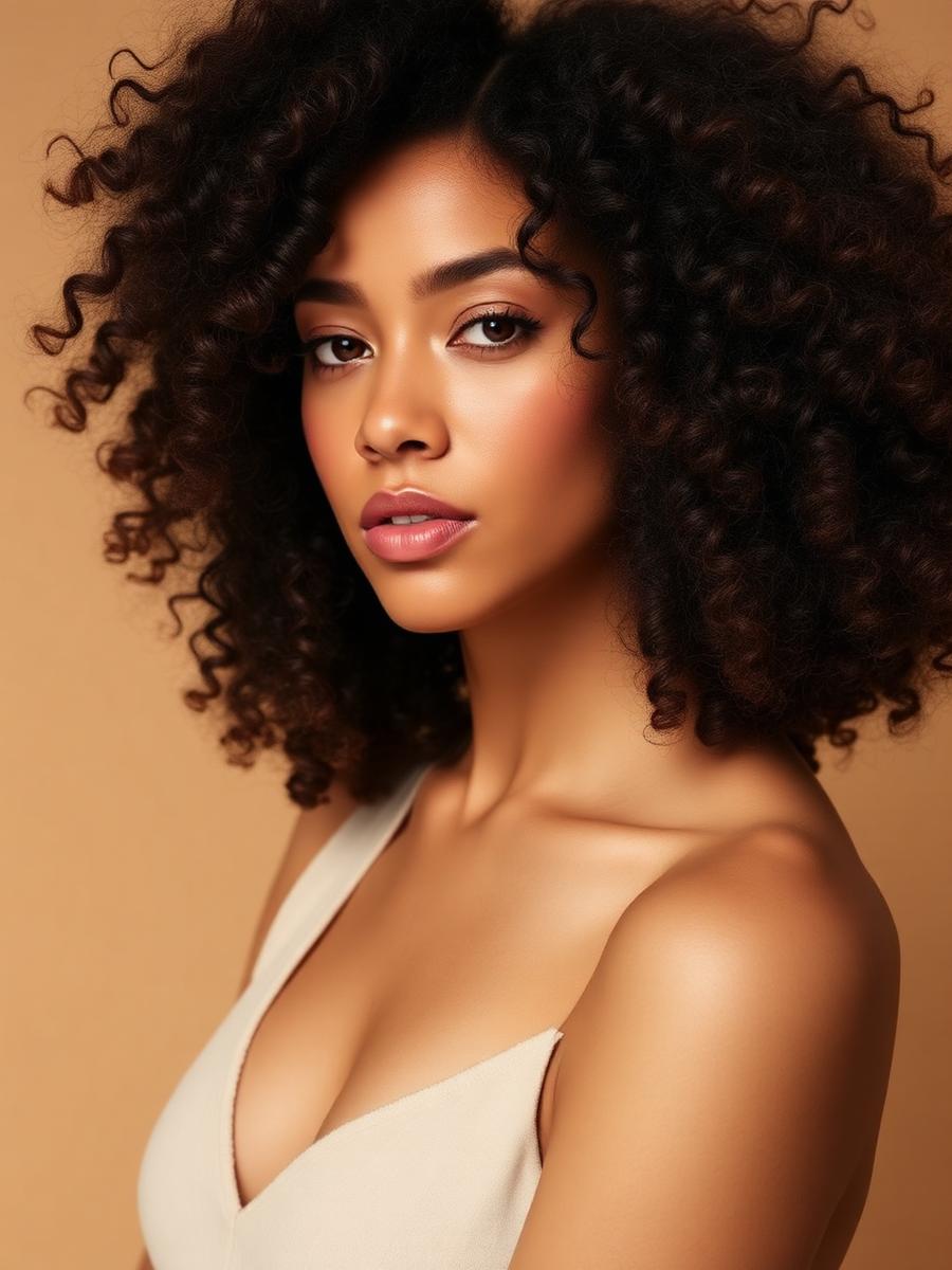 Defined natural curly hair styling with volume and shape